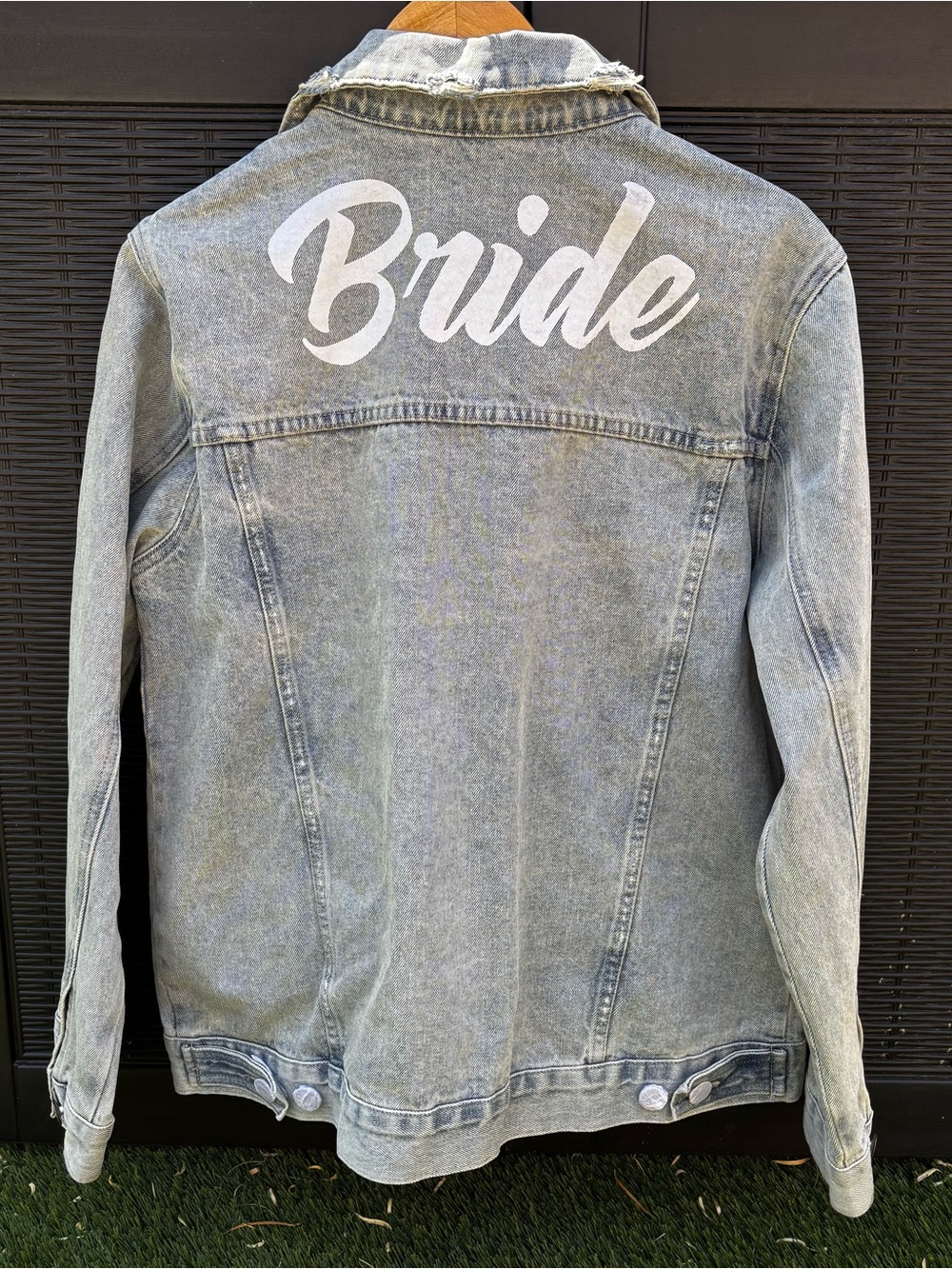 Show Me Your Mumu Dover Denim Jean Jacket Size L BRIDE Bachelorette Oversized